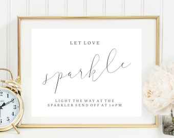 Sparkler send off sign, light the way, printable wedding sign, let love sparkle, Custom Colour, wedding sparkler sign, ppan