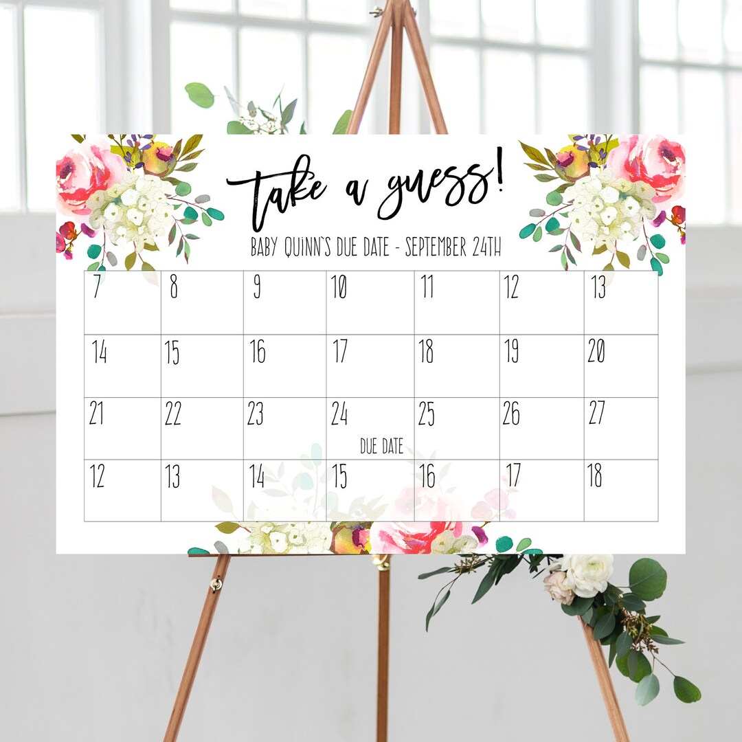 Guess the Due Date, Baby Shower Game, Baby Sprinkle, Printable, Due ...