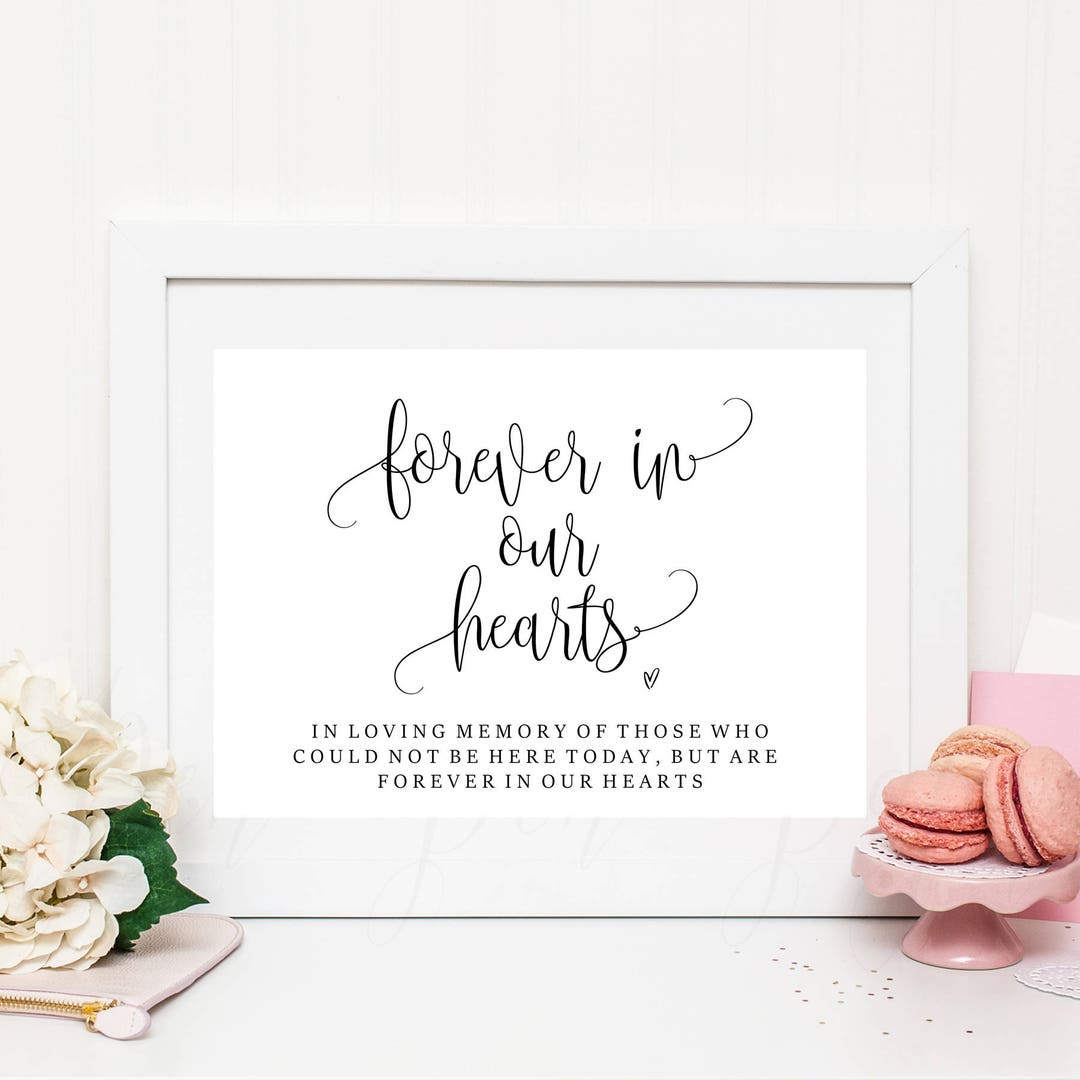 Forever in Our Hearts Sign, Printable, Memory Sign, in Loving Memory ...