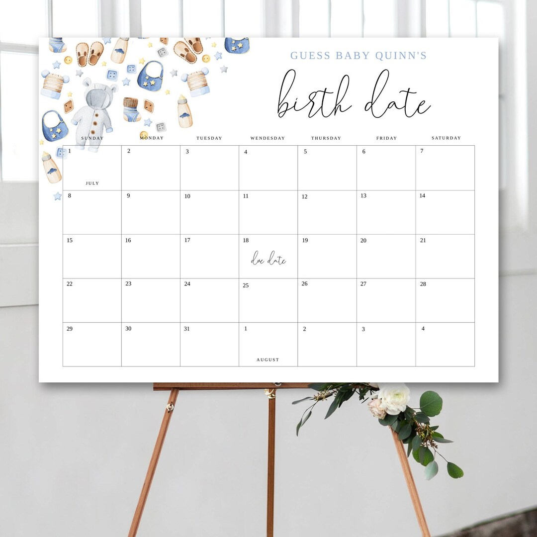 Guess the Date, Guess the Birth Date, Printable Baby Shower Game, Its a ...