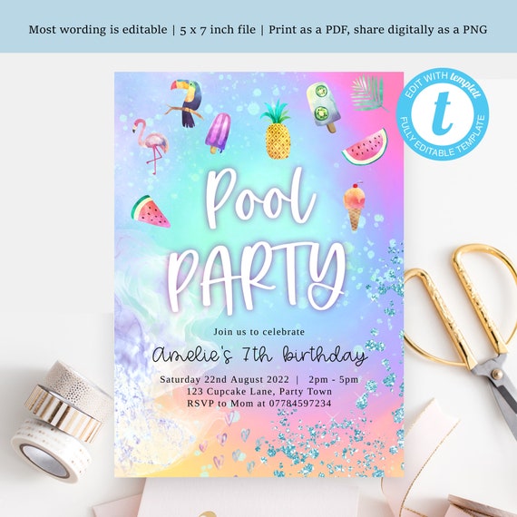 Pool 5th Birthday, Swimming PNG, Pool Party