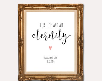 For time and all eternity, Personalised LDS Wedding Print, LDS Wedding Gift, Printable Anniversary Gift, customised wedding gift,