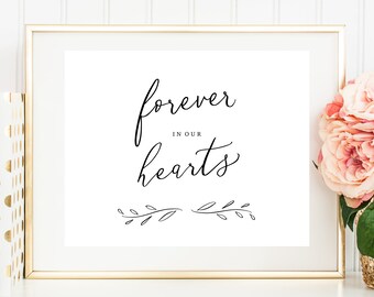Forever in Our Hearts Sign Printable Memory Sign in Loving | Etsy