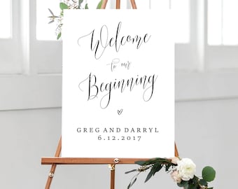 Bienvenue dans notre modèle de signe de mariage, signe de mariage de bienvenue, imprimable, téléchargement instantané du signe de bienvenue, signe de bienvenue modifiable, bricolage #PPSB68