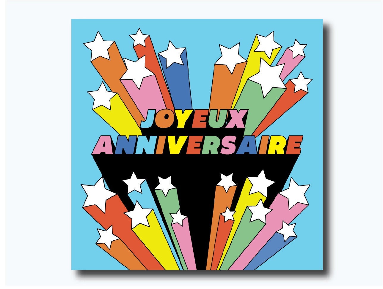 Joyeux Anniversaire Birthday Card In French Retro And Groovy Etsy