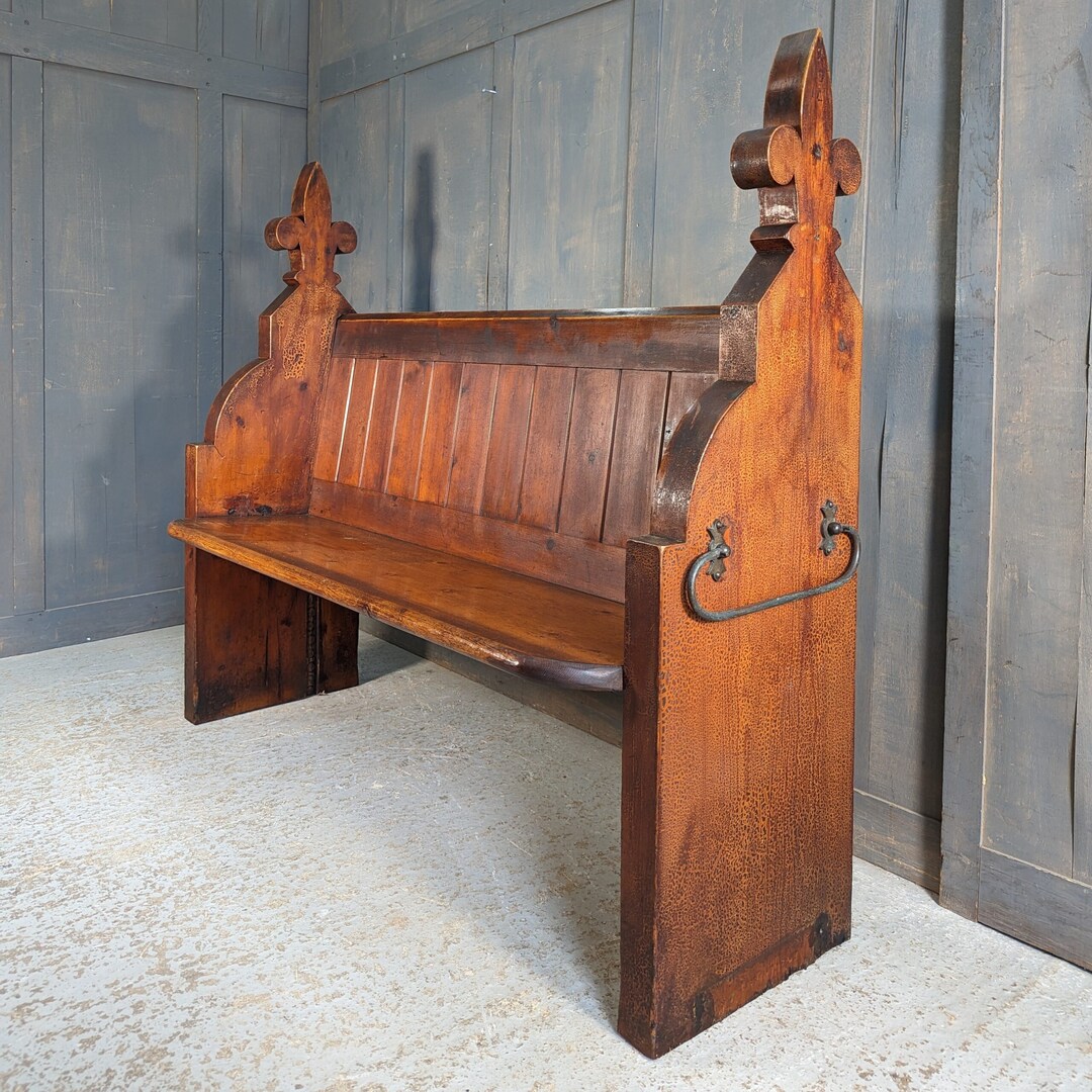 Fleur De Lys 1860s Antique Pine Church Pews Benches From St Etsy UK