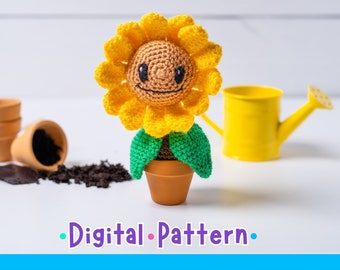Sonnenblume häkeln, Spielzeug-Häkelmuster, Handgemachte Sonnenblume häkeln, Sonnenblume häkeln, helles Amigurumi, Sonnenblume-Plüschtier
