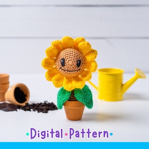 Gehaakte zonnebloem, patroon gehaakt speelgoed, gehaakt handgemaakt zonnebloempatroon, gehaakte zonnebloem, heldere gehaakte amigurumi, zonnebloemknuffel