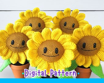 Crochet Sunflower Pattern, Happy Sunflower Amigurumi Pattern, Cute Sunflower Crochet, Crochet Mother's Day, Crochet Toy Pattern