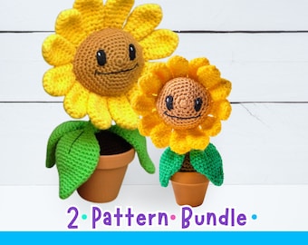 Gehäkelte handgemachte Topfsonnenblume, gehäkelte eingemachte Sonnenblume DIY, gehäkelte Amigurumi Sonnenblume Muster