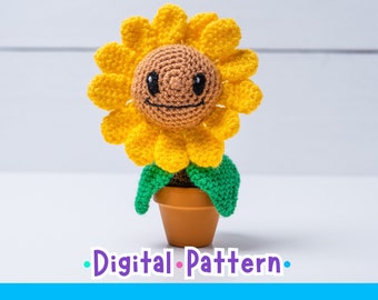 Crochet Amigurumi Sunflower Pattern, Crochet Handmade Sunflower Pattern, Crochet Handmade Potted Sunflower, Bright Crochet Amigurumi