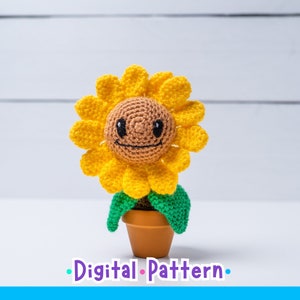 Crochet Amigurumi Sunflower Pattern, Crochet Handmade Sunflower Pattern, Crochet Handmade Potted Sunflower, Bright Crochet Amigurumi