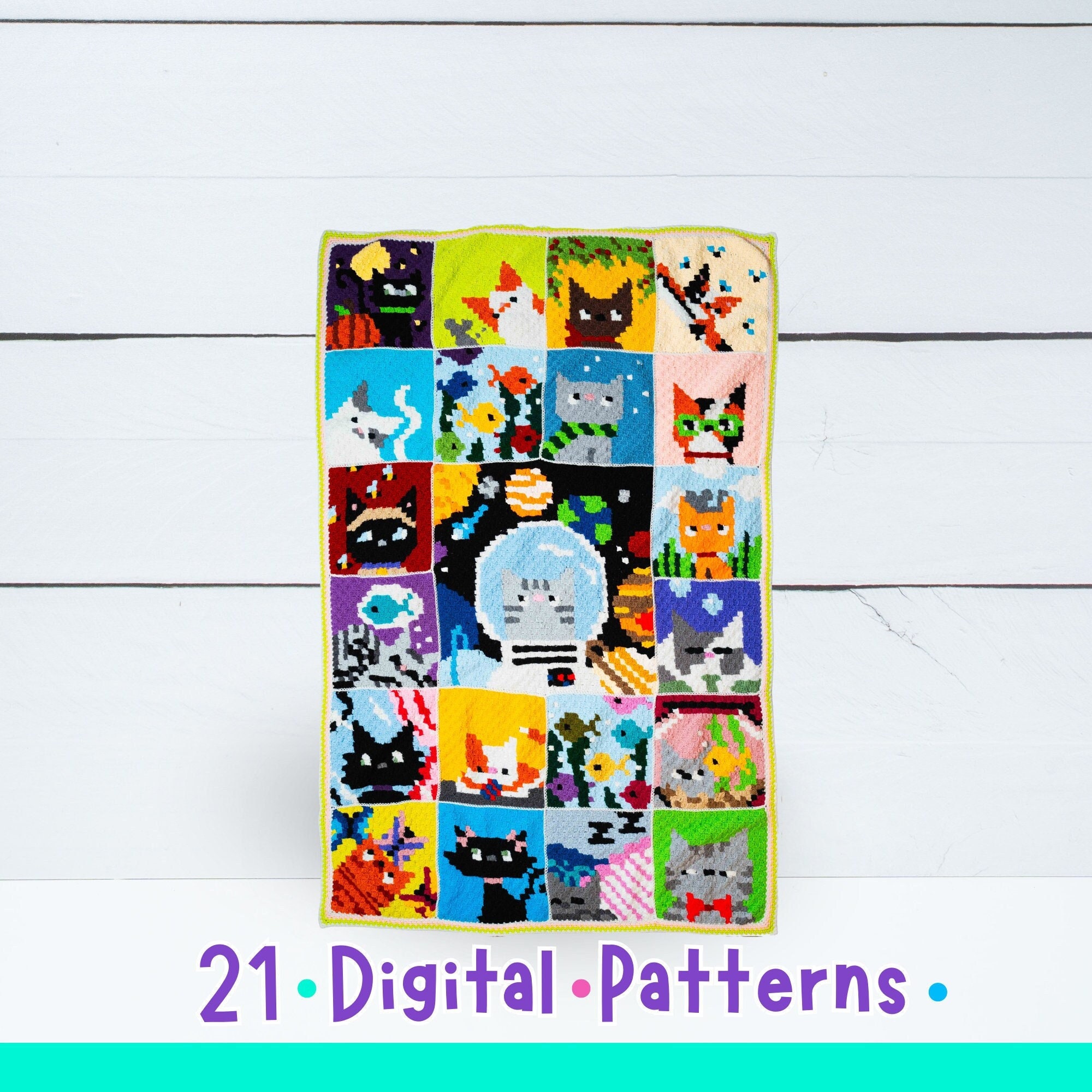 26 Pixel Crochet Patterns for Bold Colorwork, Blankets, Bags, and Amigurumi 3 Catghan C2C Blanket Pattern