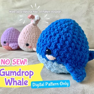Whale Crochet Pattern, DIY No Sew Pattern, No Sew Crochet Whale, Handmade Toy, Whale Plushie, Whale Crochet Pattern, No Sew Crochet Pattern