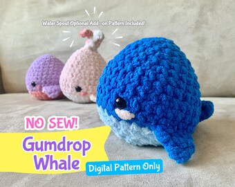 Whale Crochet Pattern, DIY No Sew Pattern, No Sew Crochet Whale, Handmade Toy, Whale Plushie, Whale Crochet Pattern, No Sew Crochet Pattern