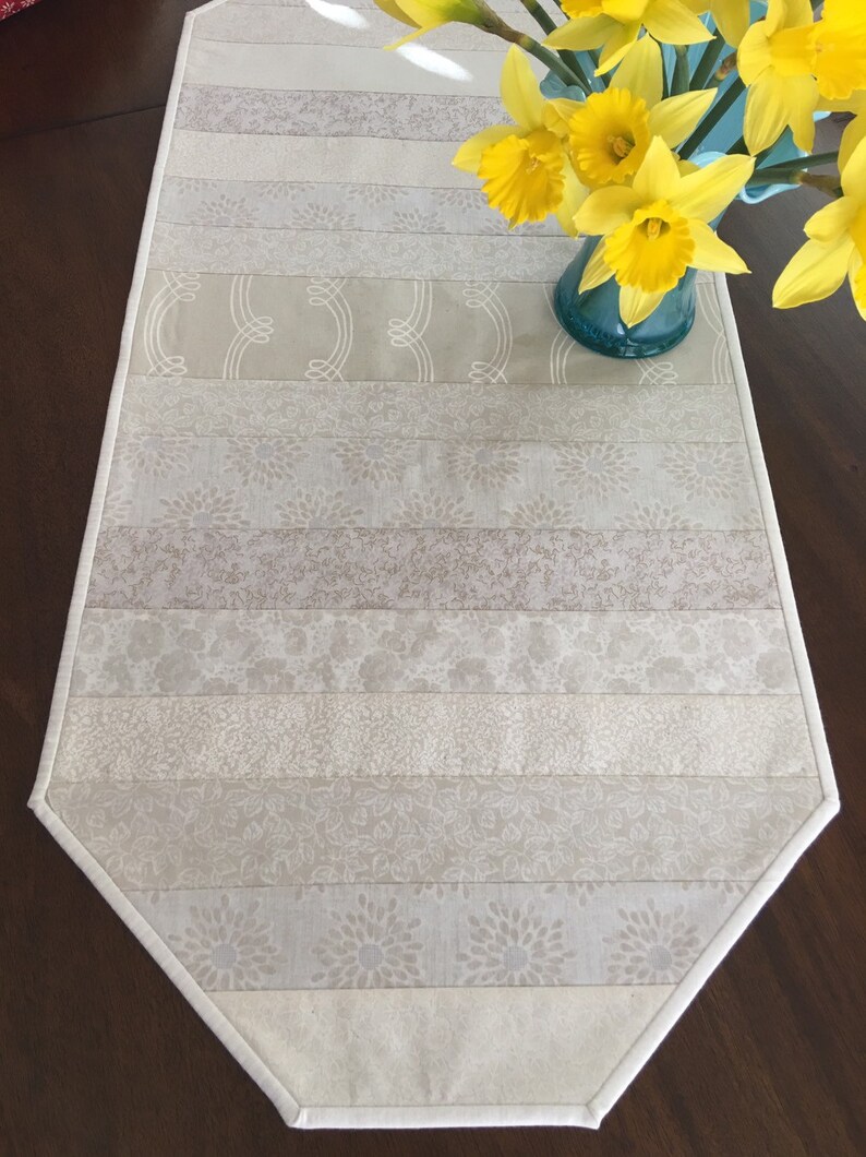 Cream and Tan Table Runner Quilted Table Runners Wedding Etsy