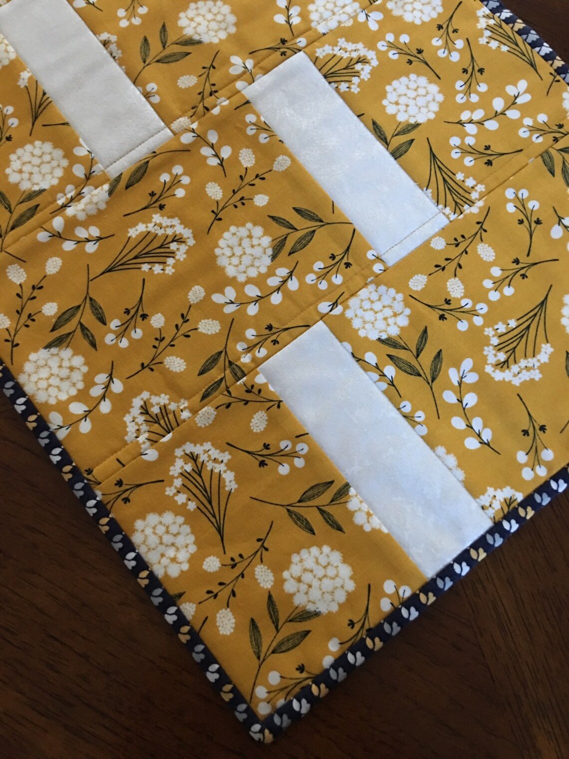 Floral Mustard Yellow Quilted Table Runner Table Decor Etsy