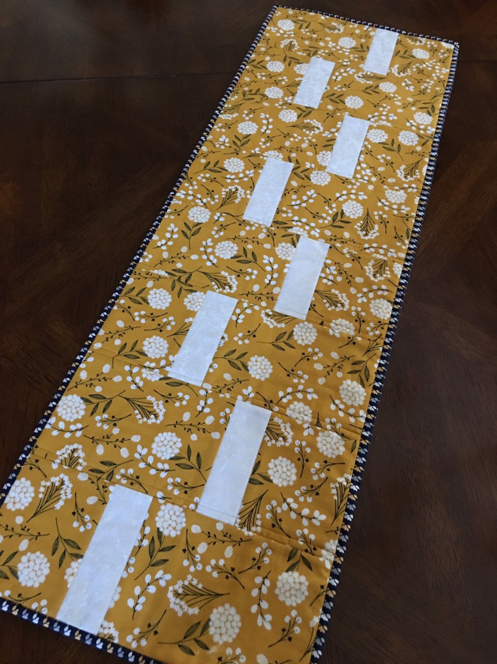 Floral Mustard Yellow Quilted Table Runner Table Decor Etsy