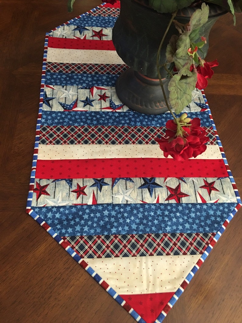 Patriotic Quilted Table Runner Fourth of July Patriotic Etsy
