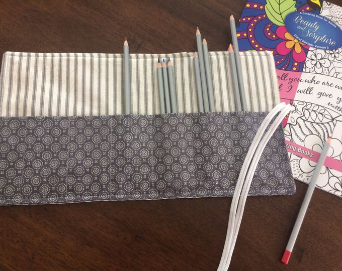 Striped Colored Pencil Case Roll up Pencil Holder Fabric Etsy