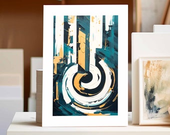 Golden Swirls Mural | Wall art in gold and blue | Abstract Art A3 Print | Art for stylish rooms | Wall mount picture frame