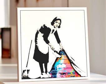 Banksy Pop Art Kunstwerk Maid | Streetart Graffiti Leinwandbilder Street Art Wandbild | Moderne Wandkunst | Kunstdruck Poster zum aufhängen