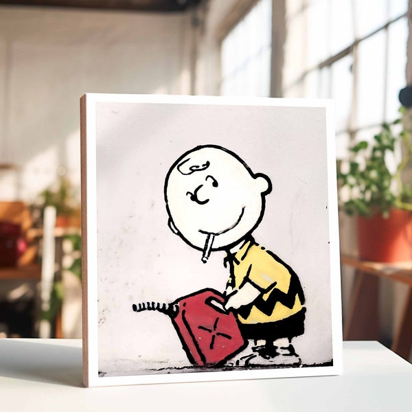 Banksy Charlie Brown Peanuts: Einzigartiges Kunstwerk mit Botschaft | Pop-Art Statement für Umwelt | Rebellische Kunst | Wandbild Dekoration