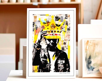 Street art king mural | Graffiti Child Banksy A3 Art Print | Pop Art Wall Art Canvas Poster | Urban Art Artwork Popart Street Art