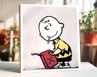 Banksy Charlie Brown Peanuts: Einzigartiges Kunstwerk mit Botschaft | Pop-Art Statement für Umwelt | Rebellische Kunst | Wandbild Dekoration