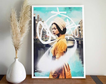 URBAN PORTRAIT mural| Graffiti & Vintage A3 Print | Timeless wall art in stylish rooms | Wall mount picture frame URBAN art