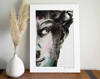 Michelangelo's David Reinterpreted Modern meets Classic in Color | Handmade Art Print | Can be hung immediately, no picture frame required