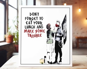 Banksy Punk Mural | Street art art print gift for sons | Courageous rebellion in art form | Inspirational and a symbol of change