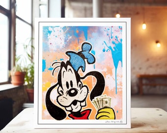 Goofy Pop Art Kunstdruck Popart Motiv | Donald Duck, Mickey Mouse Leinwand | Streetart, Graffiti Wandkunst | Poster für Wohnzimmer und Büro