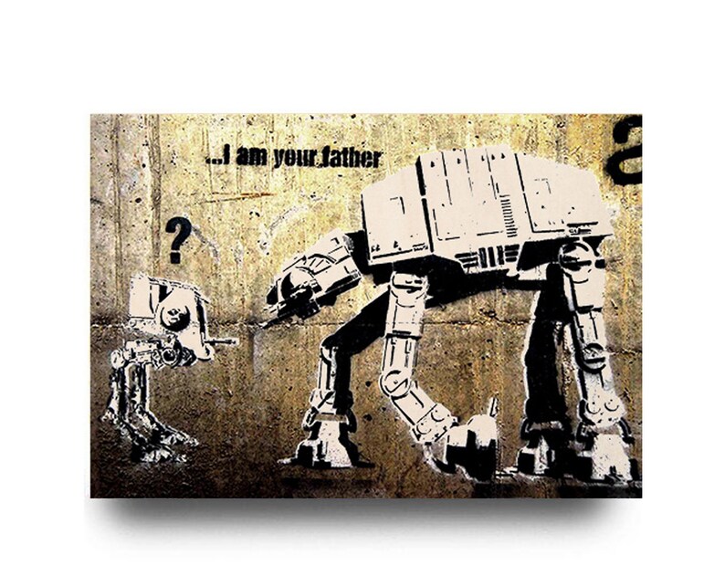 Banksy Image i am your father on wood Star Wars | Etsy