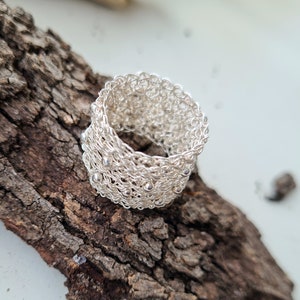 Chunky Silver Ring, Wide Band Ring, Big Statement Ring, Mesh ring, Big Rings, Unique Silver Ring, Statement Jewelry, Graduation Gift