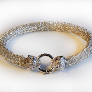 Panther Head Silver Bangle Bracelet, Thick Cuff, Statement Bracelet, Luxury Bracelet, Handmade Bangle, Chunky Bracelet, Layered Bracelet