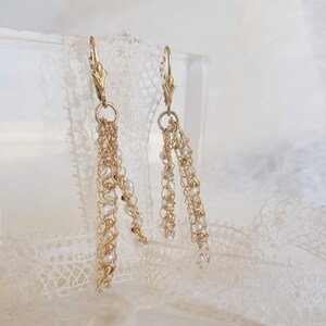 Long Dangle Pearls Gold Earrings, Drop Chain Earrings, Minimalist Gold Long Earrings, Long Tassel Earrings, Stud Earrings, Birthday Gift