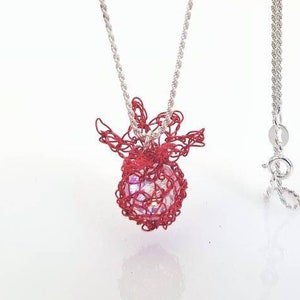 Handmade Red Pomegranate Pendant, With Sterling Silver Chain, Pomegranate Jewelry, Fertility Necklace, Rosh Hashanah Gift, Fertility Gift