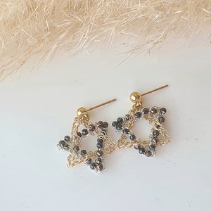 Star of David Earrings, Unique Gold-Filled Hemetaite Earrings, Stud Long Earrings, David Star Jewelry, Perfect Gift for Her, Magen David