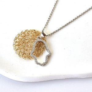 Gold Silver Hamsa Hand Necklace Pendant with CZ Stones, Elegant Hamsa  Necklace, Good Luck Charm, Protection Pendant, Religious Necklace