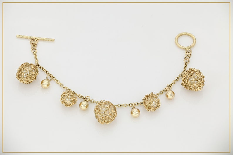 Pearl dangling charms bracelet Gold bangle Gold pearl charm bangle,Unique Bracelet,Luxury Bracelet,\u00a0Gift for her