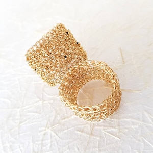 Gold Statement Ring, Mesh Ring, Wide Gold Ring, Chunky Gold Ring, Large Statement Ring, Cigar Band Ring, Big Rings, Unique Gold Ring