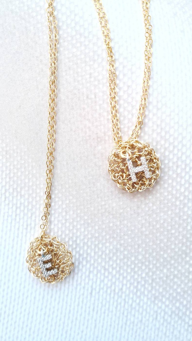 Letter Necklace Initial Necklace Mesh Goldfilled Etsy Denmark