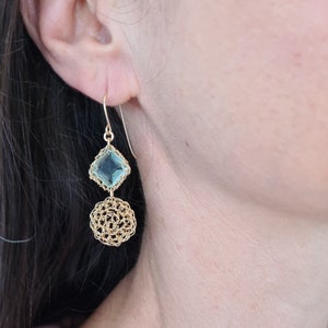 Asymmetrical Long Earrings, Gold Drop Earring, Stone Earring ...