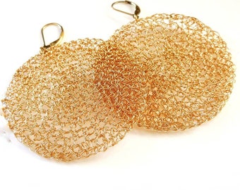 Dangle Gold Filled Disc Earrings, Big Circle Earring, Large Geometric Round Earrings, Boho Disc Earrings, Statement Earrings, Drop Earrings