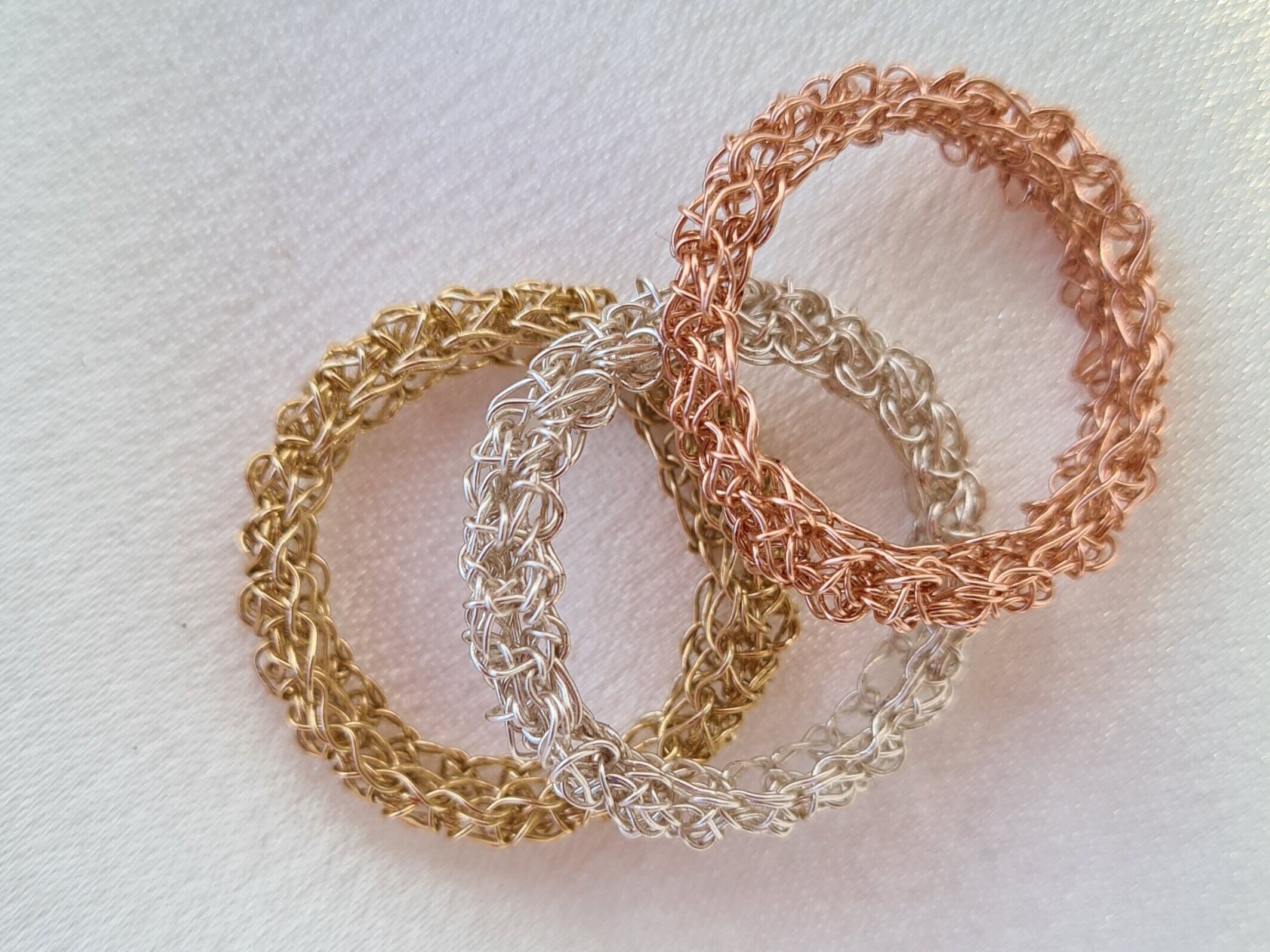 Three Mesh Rings Set, Stackable Rings, Dainty Rings, Handcrafted Rings ...