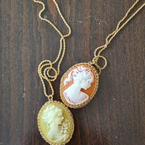 Gold Cameo Lady Pendant Necklace, Long Necklace, Vintage Cameo Necklace, Woman Cameo, Large Pendant, Cameo Jewelry, Shabby Chic Jewelry zdjęcie 6