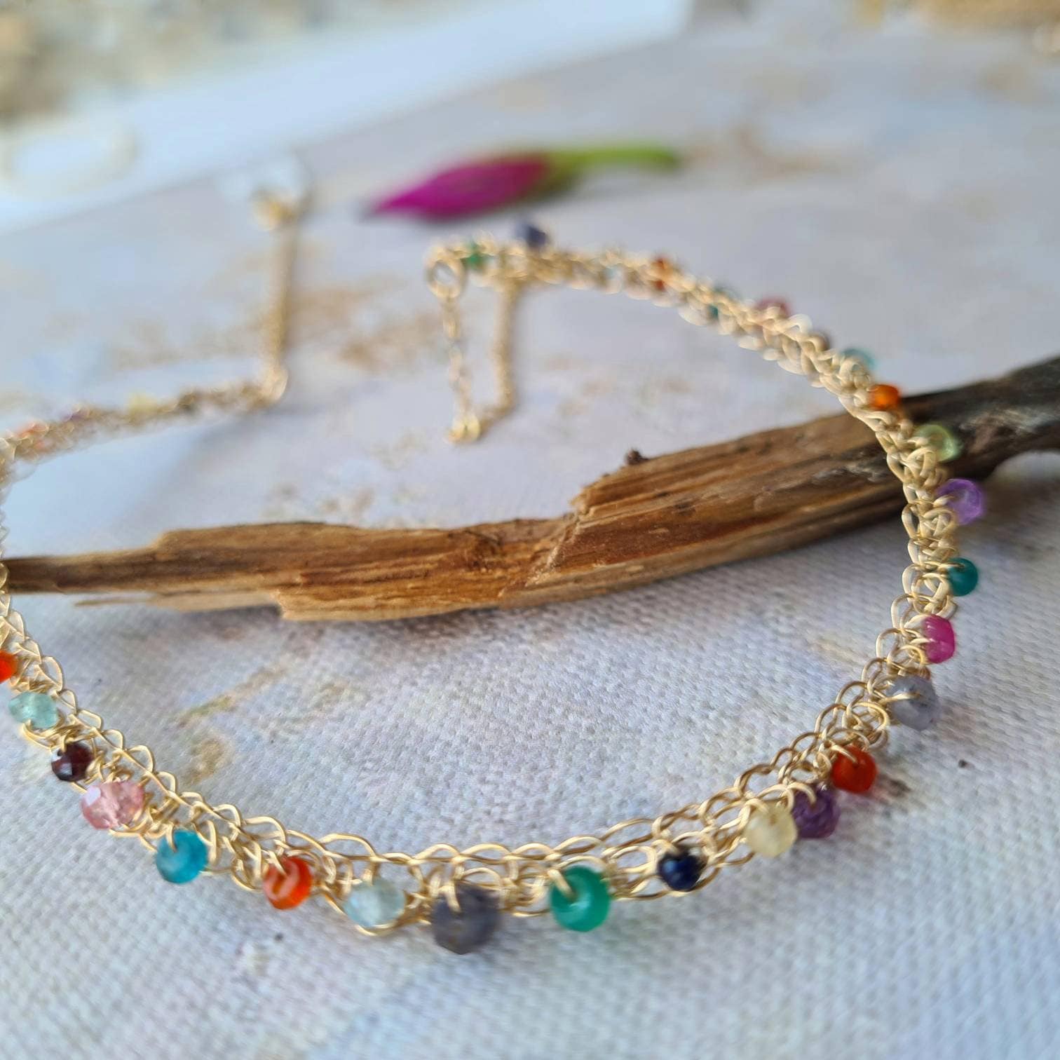 Aneneiceera Collier Arcobaleno Cz Cristallo Perline Strass Oro Quadrato Girocollo Gioielli Per Donne