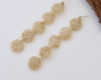 Boho Orecchini A Bottone Oro Con Disco E Moneta Martellata - Gioielli Minimalisti Per Donna - 4