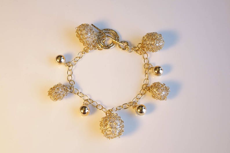 Pearl dangling charms bracelet Gold bangle Gold pearl charm bangle,Unique Bracelet,Luxury Bracelet,\u00a0Gift for her